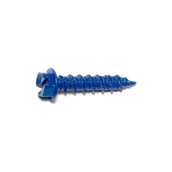 Midwest Fastener Masonry Screw, 3/16" Dia., Hex, 1 1/4 in L, Steel Blue Ruspert, 100 PK 09266 - main